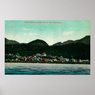 Poster Vue de la ville de Ketchikan, Alaska de Steamer