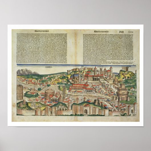 Poster Vue de la ville de Rome, depuis le Chron de Nuremb (Devant)