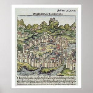 Poster Vue de la ville fortifiée de Constantinople, depui