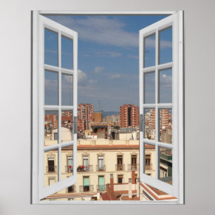 Poster Vue de la ville méditerranéenne de Barcelone 