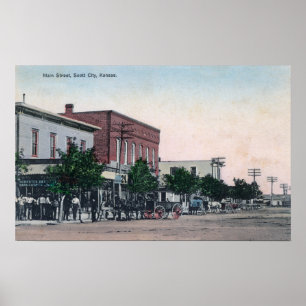 Poster Vue de la ville principale de StreetScott, KS
