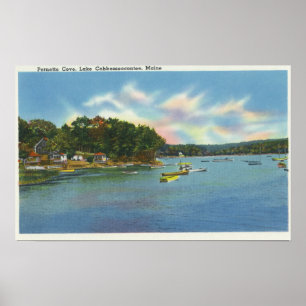 Poster Vue de lac Cobbosseecontee dans la crique de