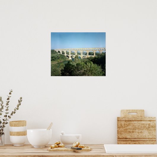 Poster Vue de l'aqueduc romain, construit vers 19 av. J.- (Cuisine)
