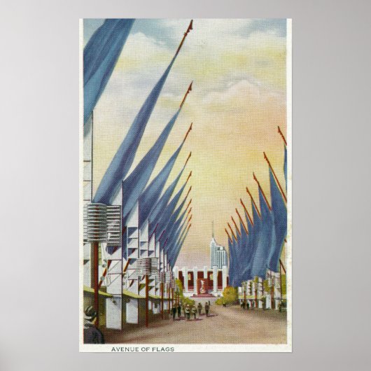 Poster Vue de l'Avenue des drapeaux, Salon mondial de 193 (Devant)