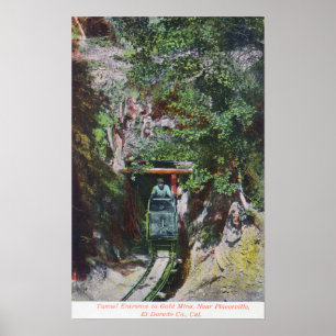 Poster Vue de l'entrée du tunnel de sortie miner vers l'o