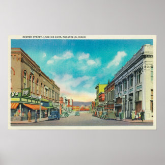Poster Vue de l'est à partir de Centre Street Pocatello, 