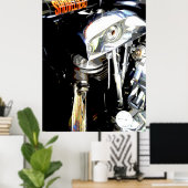 Poster Vue de l'Harley Moteur classique à tête de chasse (Bureau à domicile)