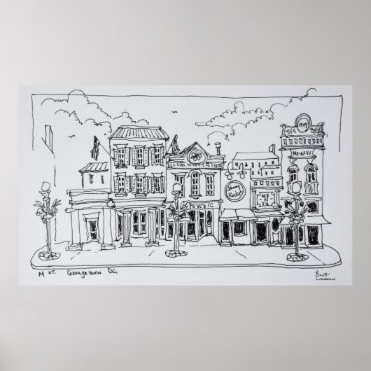 Poster Vue de M Street à Georgetown, Washington DC. (Devant)