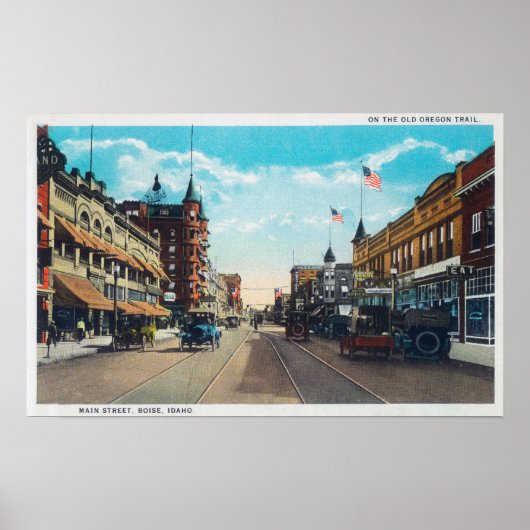 Poster Vue de Main Street avec Ford Model-T (Devant)