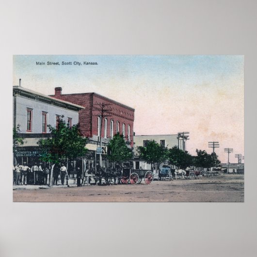 Poster Vue de Main StreetScott City, KS (Devant)