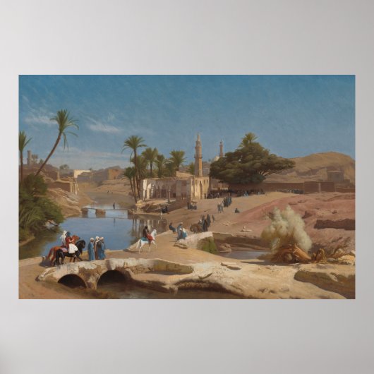 Poster Vue de Medinet El-Fayoum par Jean-Léon Gérôme (Devant)