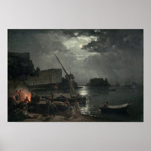Poster Vue de Naples au clair de lune, 1829 (Devant)
