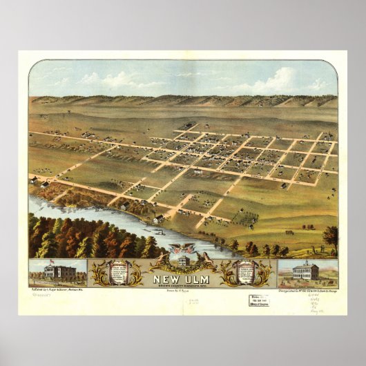 Poster Vue de New Ulm, Minnesota (1870) (Devant)