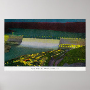 Poster Vue de nuit, barrage grand de Coulee