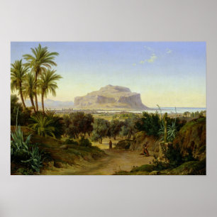 Poster Vue de Palerme avec le bâti Pellegrino
