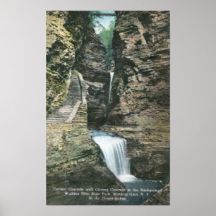 Poster Vue de parc d'état des cascades de rideau et de
