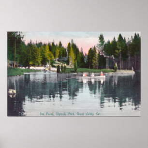 Poster Vue de parc d'Olympia de l'étang, scène de batea