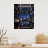 Poster Vue de penthouse futuriste de luxe (Cuisine)