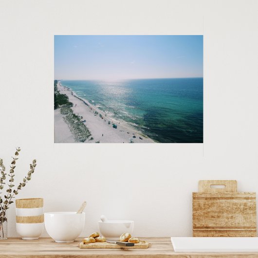 Poster Vue de plage du matin (Cuisine)