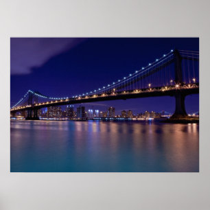 Poster Vue de pont de Manhattan la nuit