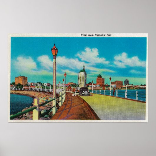 Poster Vue De Rainbow Pier, Long Beach (Devant)