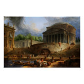 Poster Vue de Ripetta par Hubert Robert (Devant)