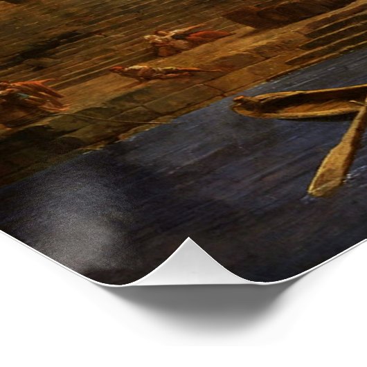 Poster Vue de Ripetta par Hubert Robert (Coin)