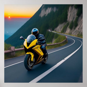 Poster Vue de route de montagne pour motards