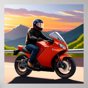 Poster Vue de route panoramique pour motards et cyclistes