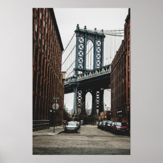 Poster Vue de rue du pont de Brooklyn