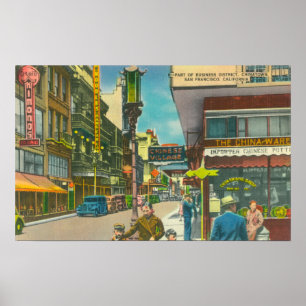 Poster Vue de section d'affaires de Chinatown