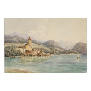 Poster Vue de St. Wolfgang sur le lac Wolfgang Carl Lafit