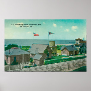 Poster Vue de station de sauvetage des USA, Golden Gate