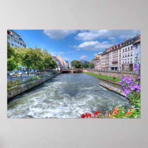 Poster Vue de Strasbourg depuis le pont en plein jour