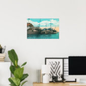 Poster Vue de trois destroyers torpilles à quai (Bureau à domicile)