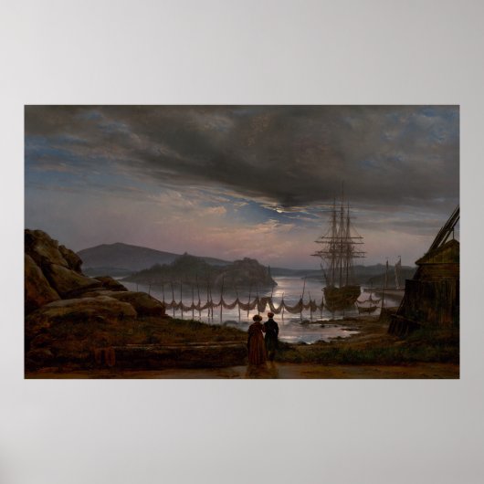 Poster Vue de Vaekero près de Christiania par J.C Dahl (Devant)