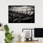 Poster Vue de Venise Tradicique Noir et Blanc (Bureau à domicile)