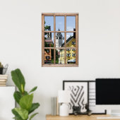 Poster Vue de ville européenne depuis une fenêtre (Bureau à domicile)