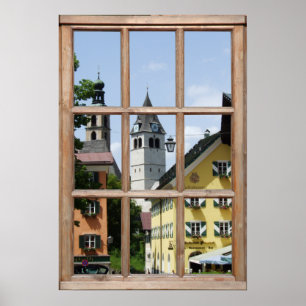 Poster Vue de ville européenne depuis une fenêtre