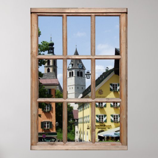 Poster Vue de ville européenne depuis une fenêtre (Devant)