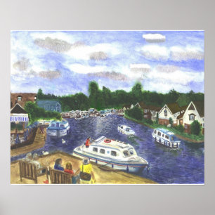 Poster Vue de Wroxham Bridge Norfolk Broads