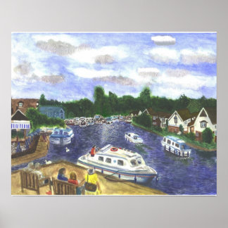 Poster Vue de Wroxham Bridge Norfolk Broads