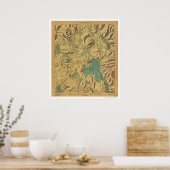 Poster Vue De Yellowstone WY MT ID 1915 (Cuisine)