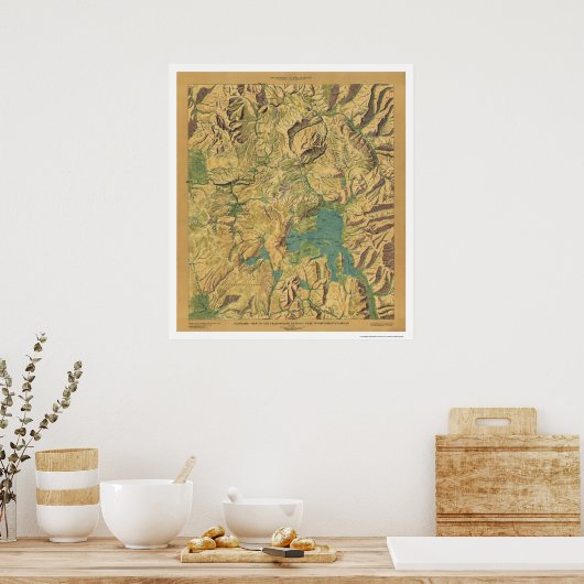 Poster Vue De Yellowstone WY MT ID 1915 (Cuisine)