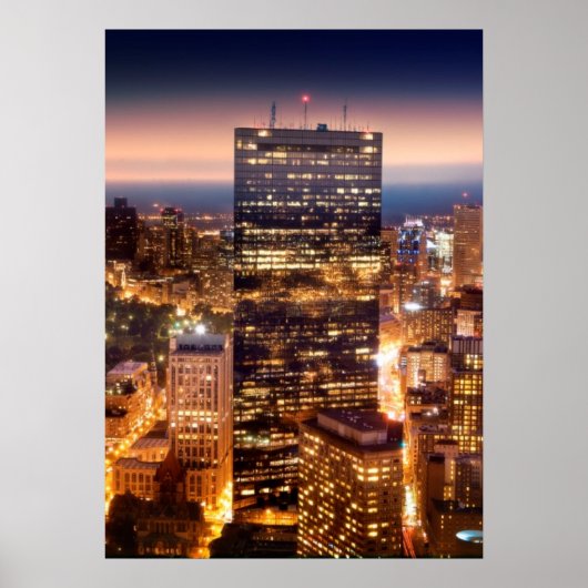 Poster Vue d'ensemble de Boston la nuit (Devant)