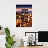 Poster Vue d'ensemble de Boston la nuit (Bureau à domicile)