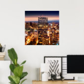 Poster Vue d'ensemble de Boston la nuit (Bureau à domicile)