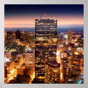 Poster Vue d'ensemble de Boston la nuit