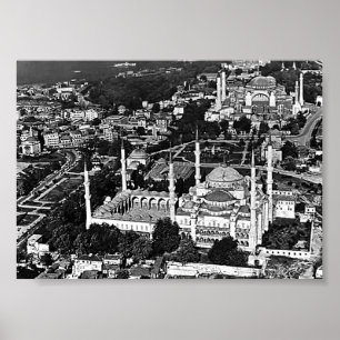 Poster Vue d'ensemble de la mosquée bleue d'Istanbul en T