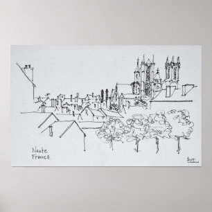 Poster Vue d'ensemble de la ville Nantes, France